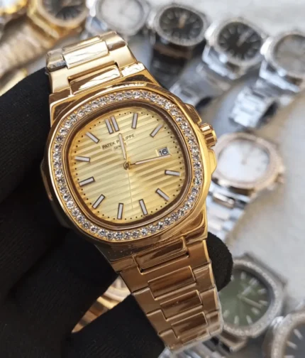 Stone Bezel P P Nautilus Men's Watch
